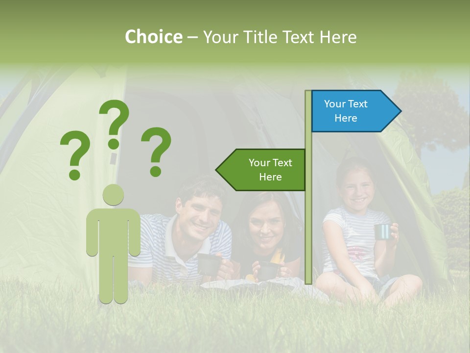 A Group Of People Sitting Inside Of A Green Tent PowerPoint Template