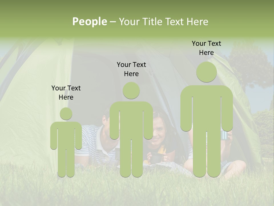 A Group Of People Sitting Inside Of A Green Tent PowerPoint Template