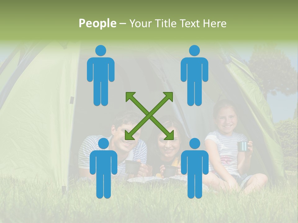 A Group Of People Sitting Inside Of A Green Tent PowerPoint Template