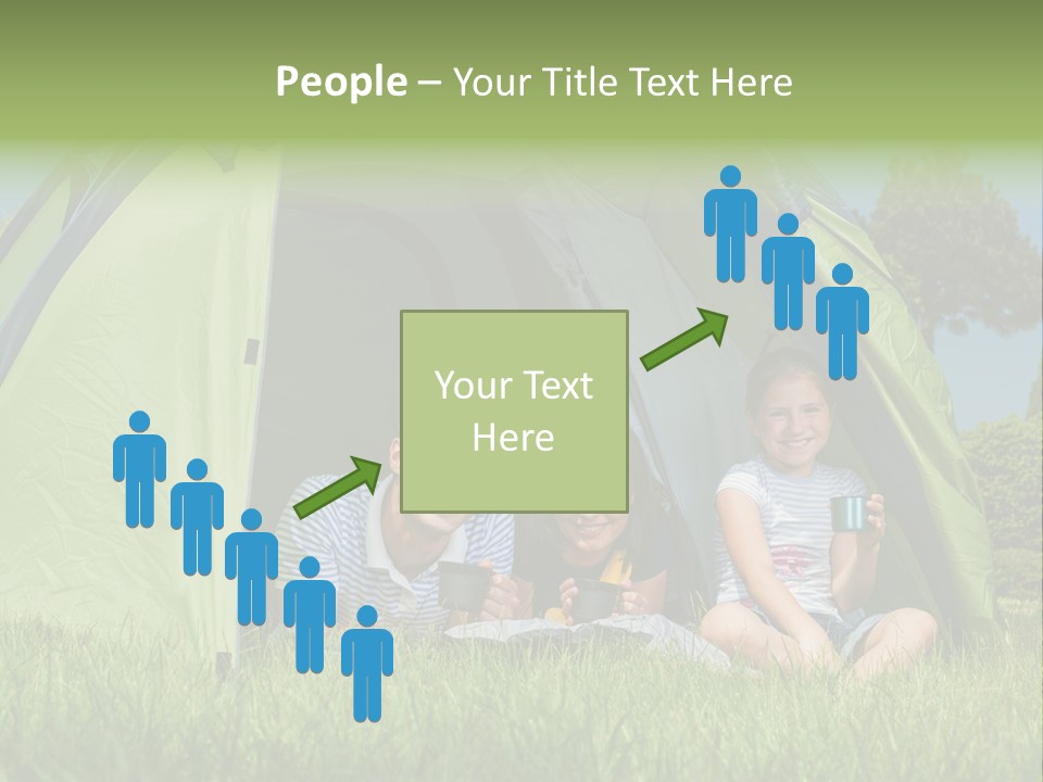 A Group Of People Sitting Inside Of A Green Tent PowerPoint Template