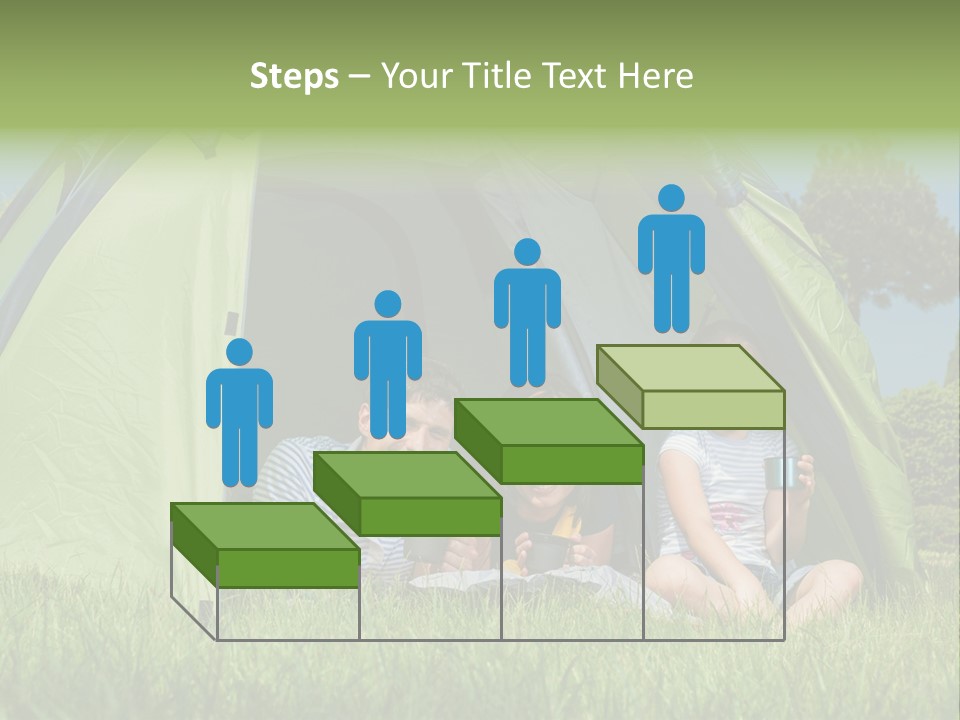 A Group Of People Sitting Inside Of A Green Tent PowerPoint Template