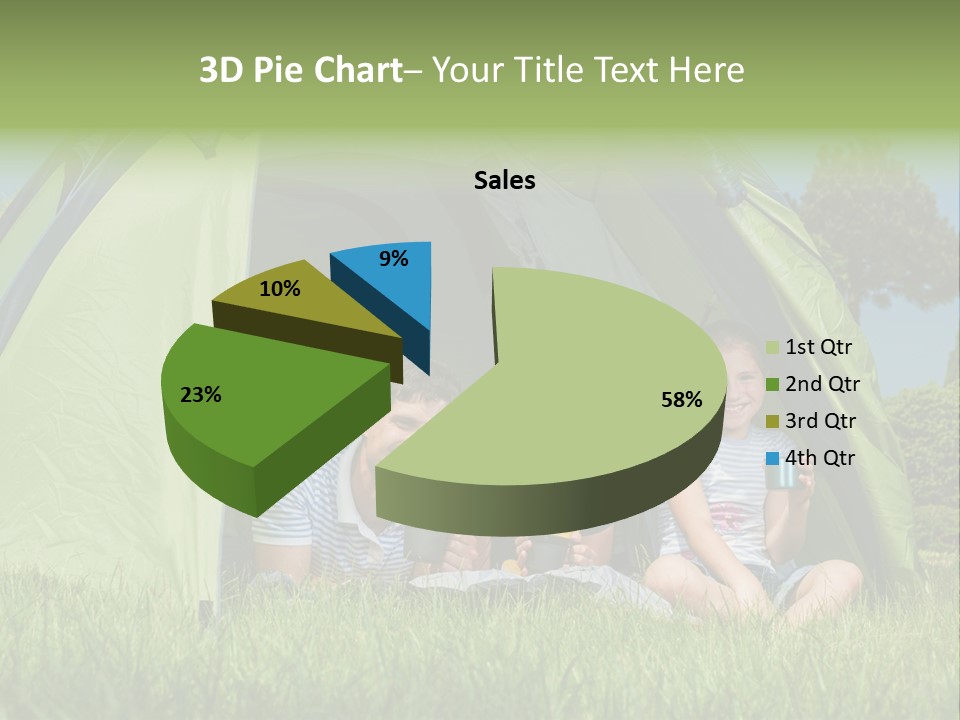 A Group Of People Sitting Inside Of A Green Tent PowerPoint Template