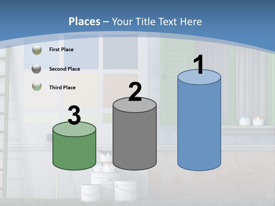 A Room With Green Shutters And A Ladder PowerPoint Template