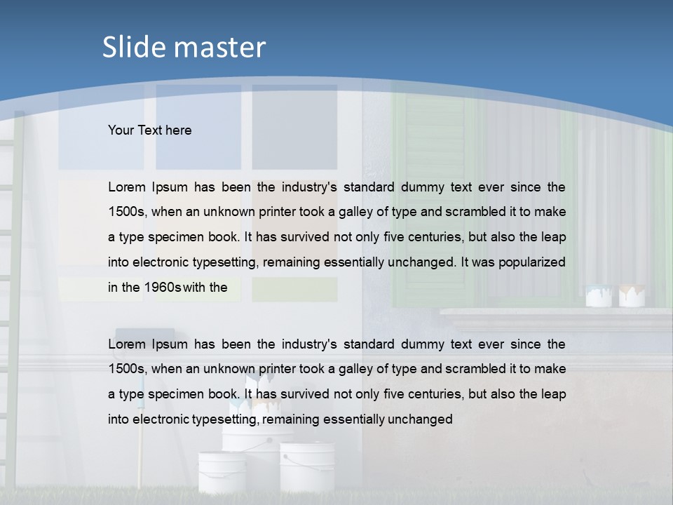 A Room With Green Shutters And A Ladder PowerPoint Template