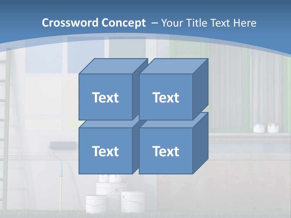 A Room With Green Shutters And A Ladder PowerPoint Template