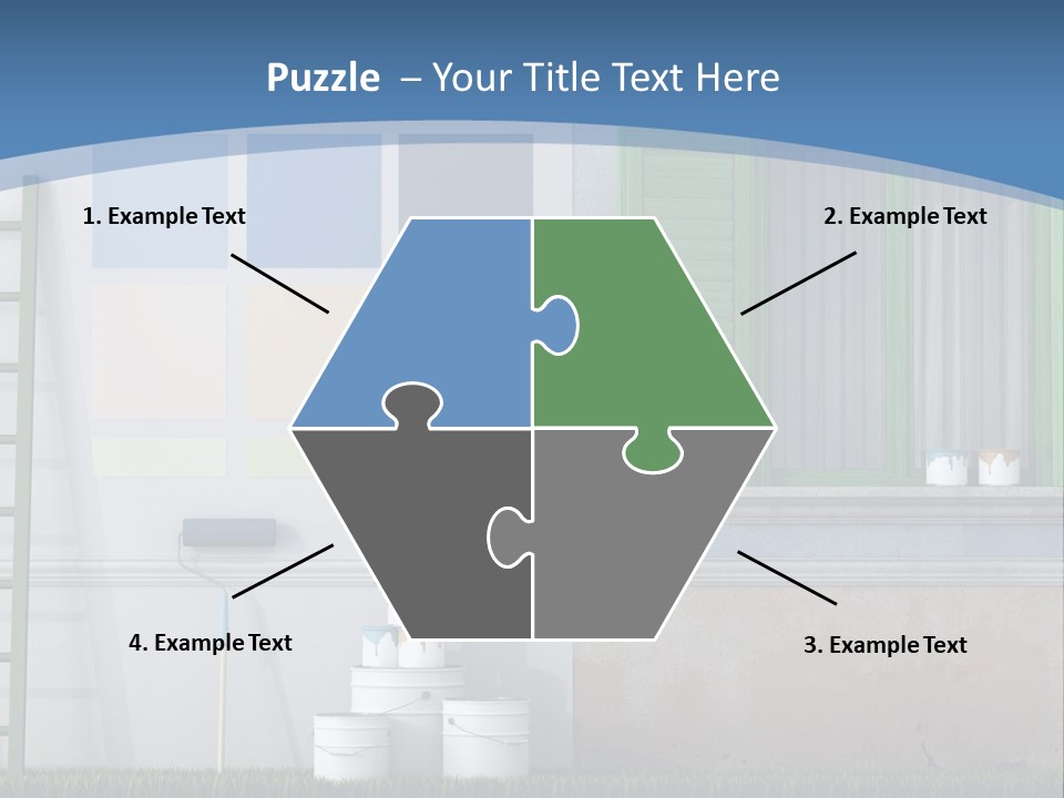 A Room With Green Shutters And A Ladder PowerPoint Template