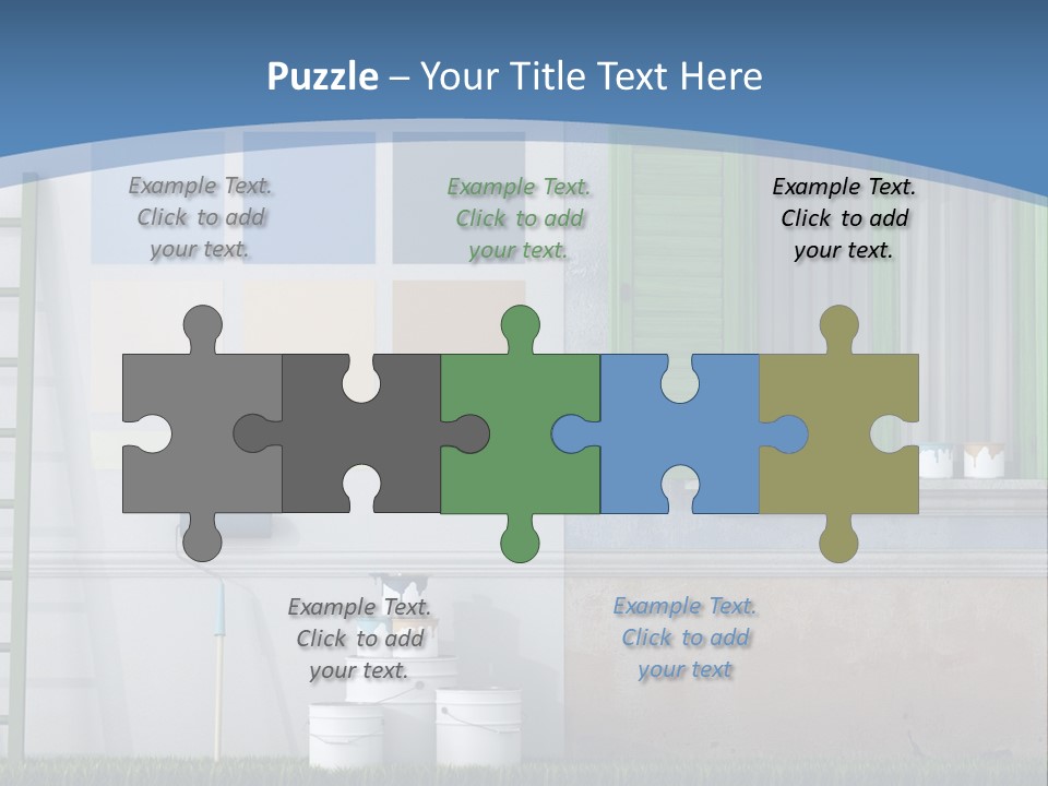 A Room With Green Shutters And A Ladder PowerPoint Template