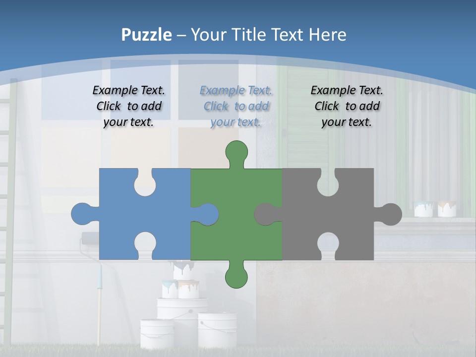 A Room With Green Shutters And A Ladder PowerPoint Template