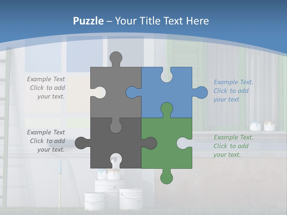 A Room With Green Shutters And A Ladder PowerPoint Template