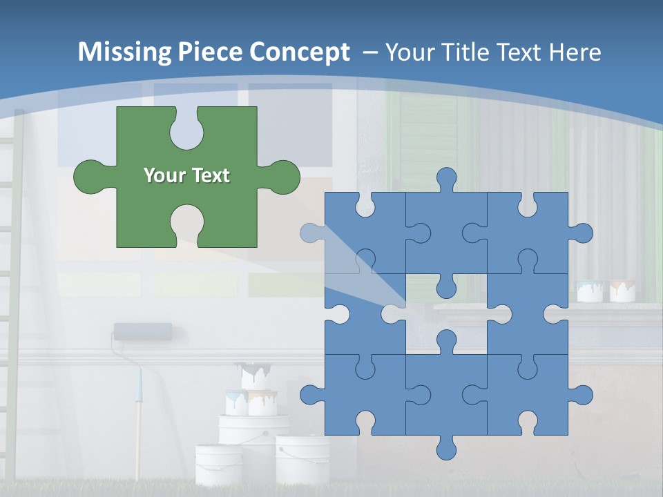 A Room With Green Shutters And A Ladder PowerPoint Template