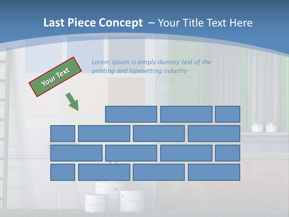 A Room With Green Shutters And A Ladder PowerPoint Template