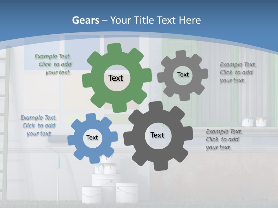 A Room With Green Shutters And A Ladder PowerPoint Template