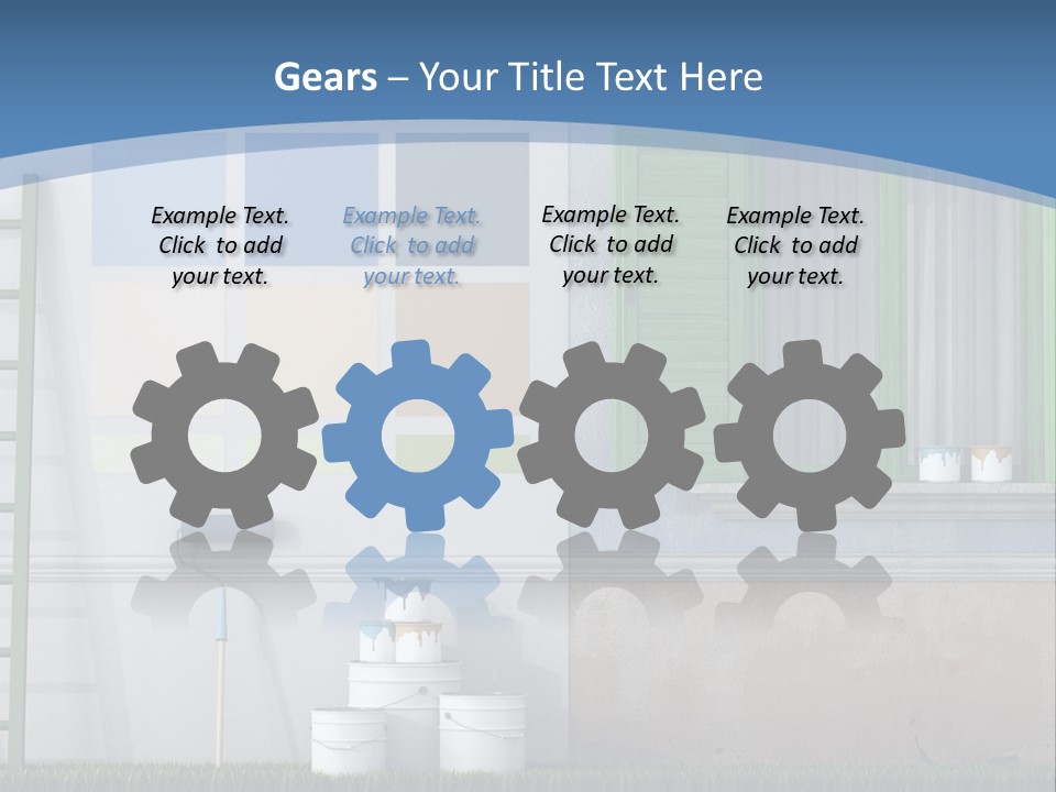 A Room With Green Shutters And A Ladder PowerPoint Template