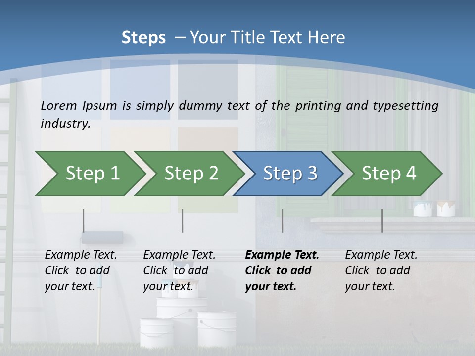 A Room With Green Shutters And A Ladder PowerPoint Template