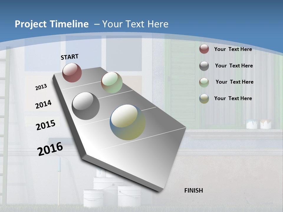 A Room With Green Shutters And A Ladder PowerPoint Template