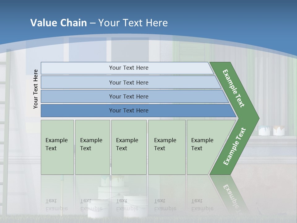 A Room With Green Shutters And A Ladder PowerPoint Template