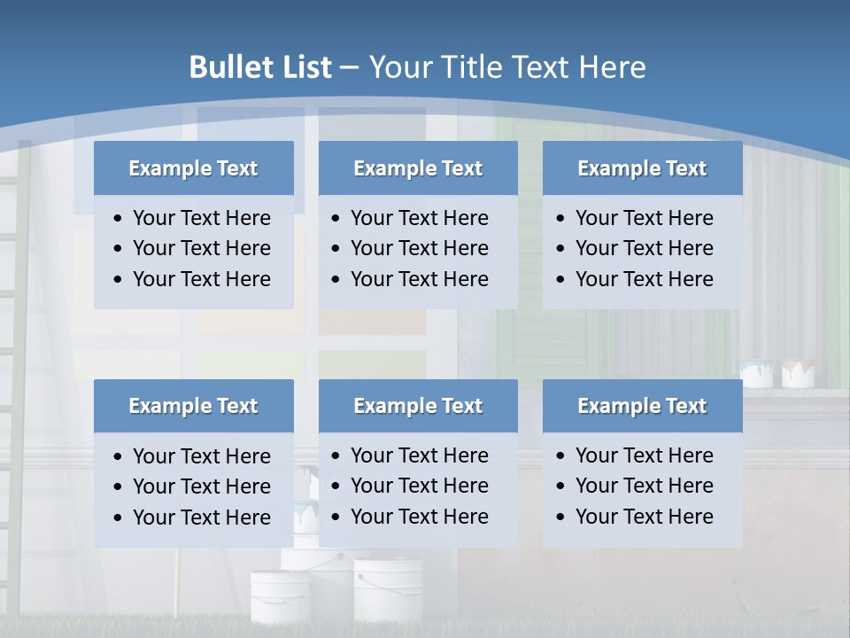 A Room With Green Shutters And A Ladder PowerPoint Template