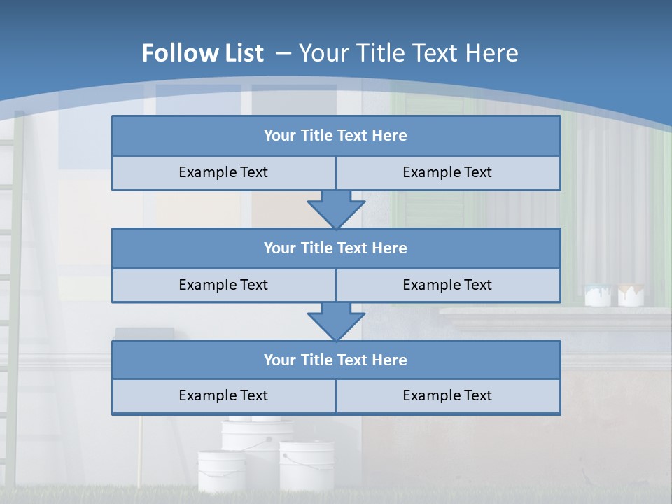 A Room With Green Shutters And A Ladder PowerPoint Template