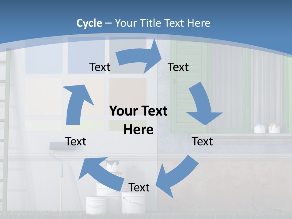 A Room With Green Shutters And A Ladder PowerPoint Template
