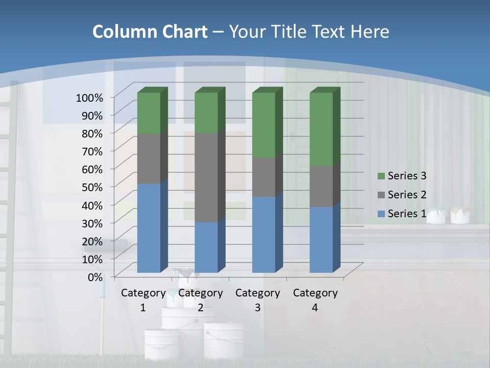 A Room With Green Shutters And A Ladder PowerPoint Template
