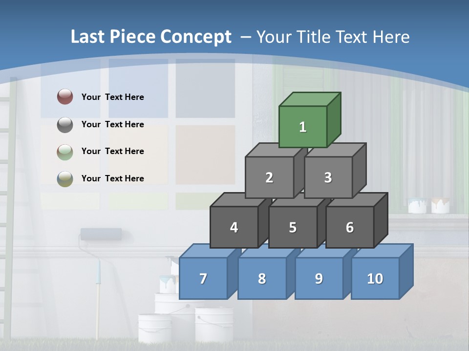 A Room With Green Shutters And A Ladder PowerPoint Template