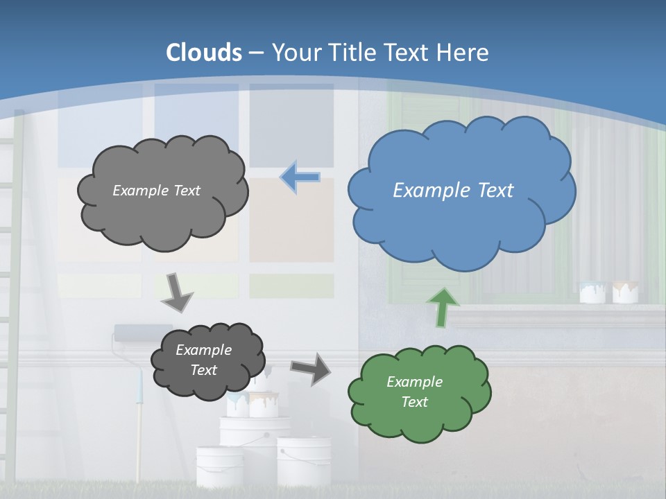 A Room With Green Shutters And A Ladder PowerPoint Template
