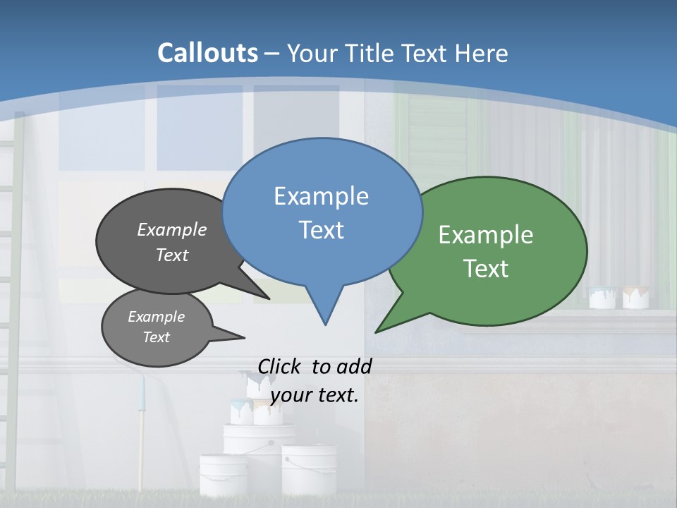 A Room With Green Shutters And A Ladder PowerPoint Template