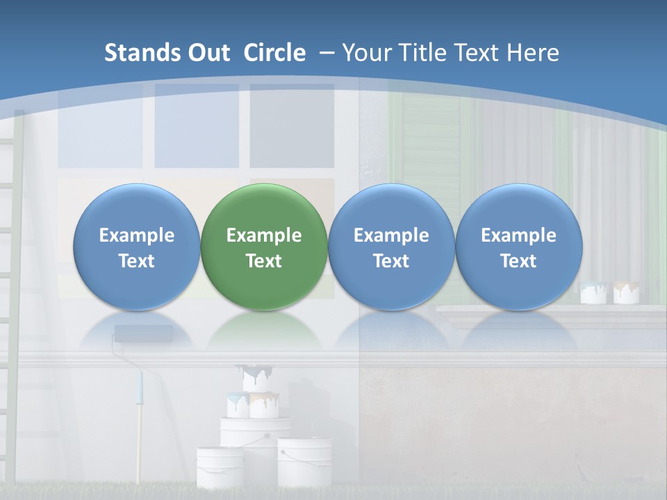 A Room With Green Shutters And A Ladder PowerPoint Template