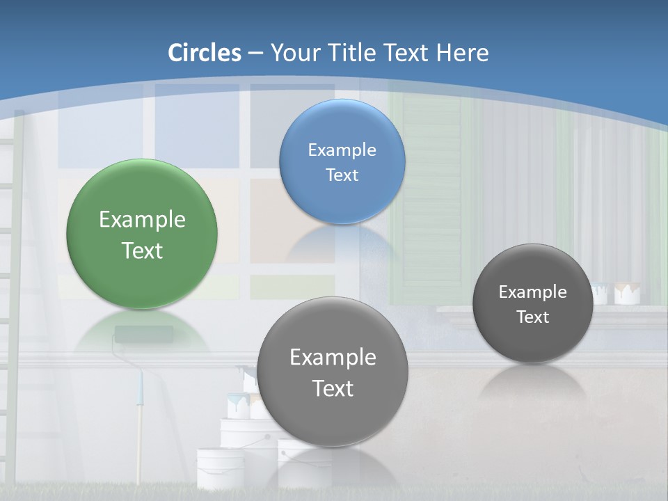 A Room With Green Shutters And A Ladder PowerPoint Template