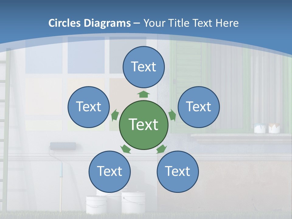 A Room With Green Shutters And A Ladder PowerPoint Template