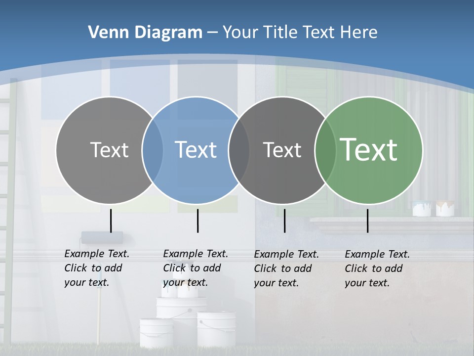 A Room With Green Shutters And A Ladder PowerPoint Template