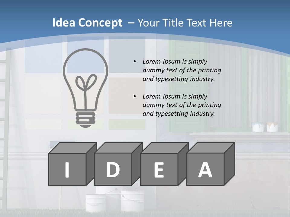 A Room With Green Shutters And A Ladder PowerPoint Template