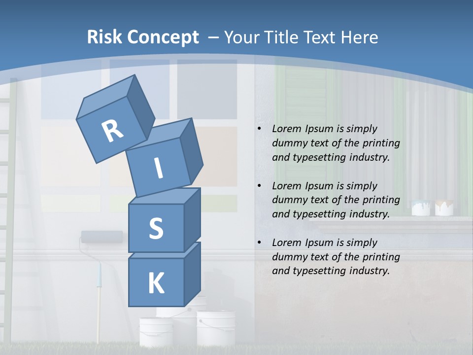 A Room With Green Shutters And A Ladder PowerPoint Template