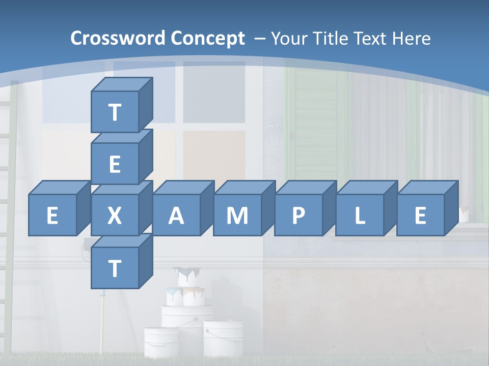 A Room With Green Shutters And A Ladder PowerPoint Template
