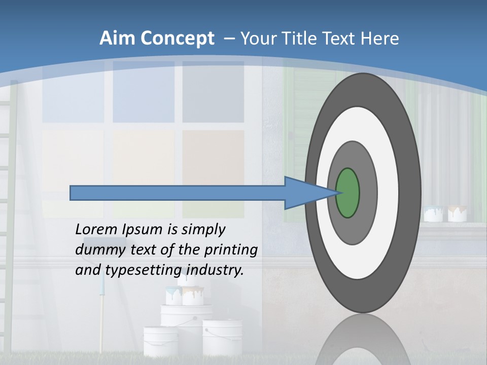 A Room With Green Shutters And A Ladder PowerPoint Template