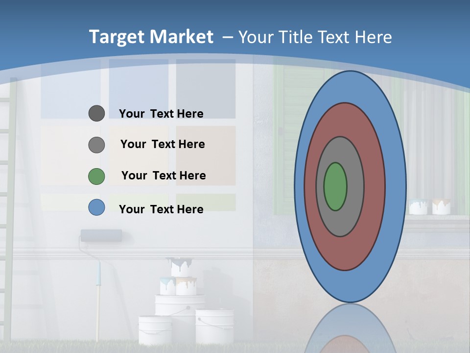 A Room With Green Shutters And A Ladder PowerPoint Template