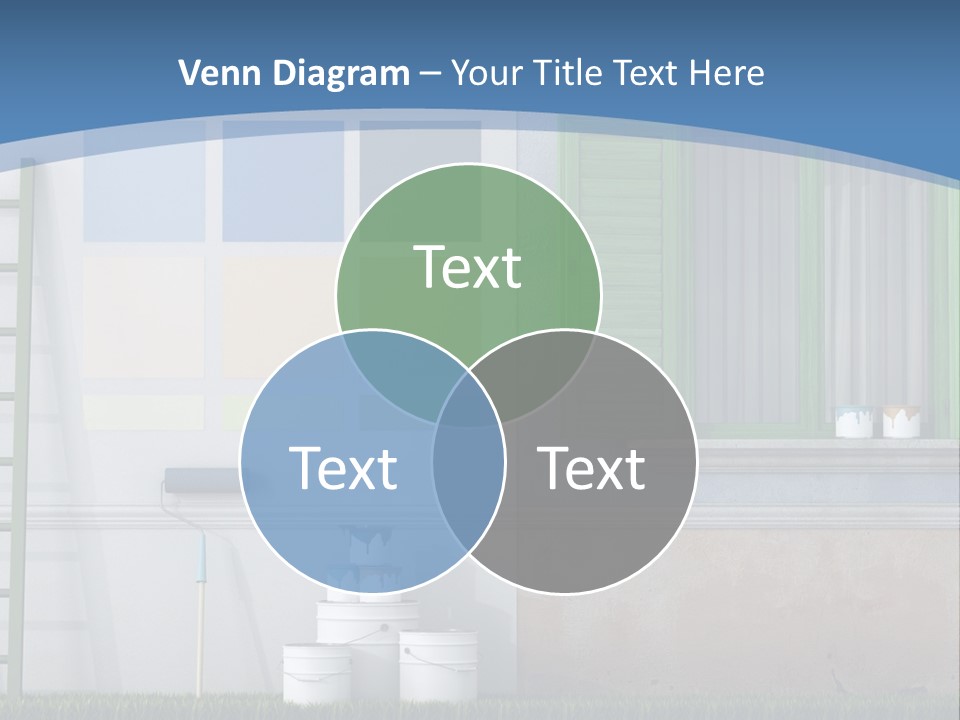 A Room With Green Shutters And A Ladder PowerPoint Template