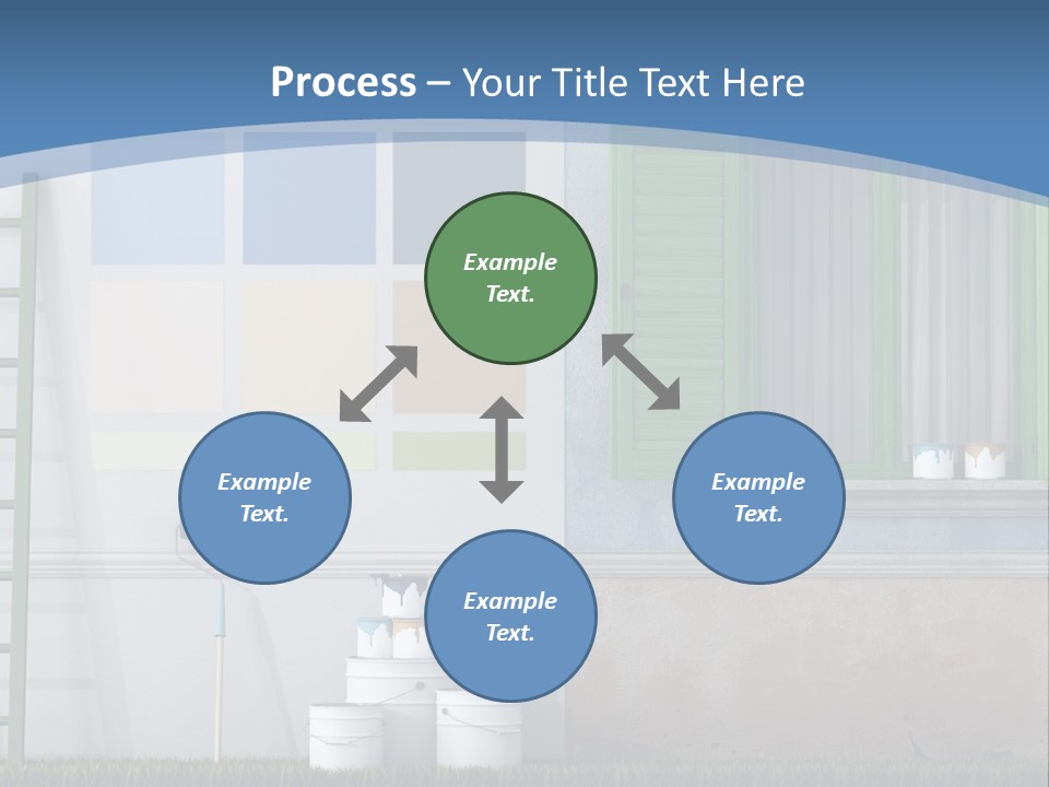 A Room With Green Shutters And A Ladder PowerPoint Template