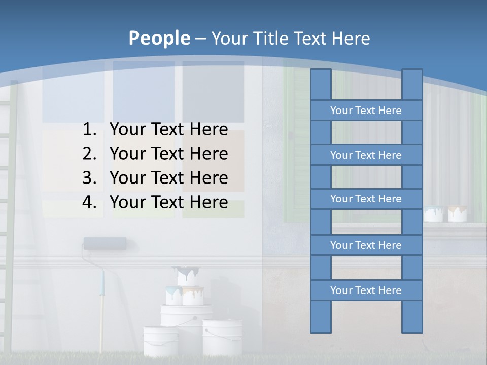 A Room With Green Shutters And A Ladder PowerPoint Template