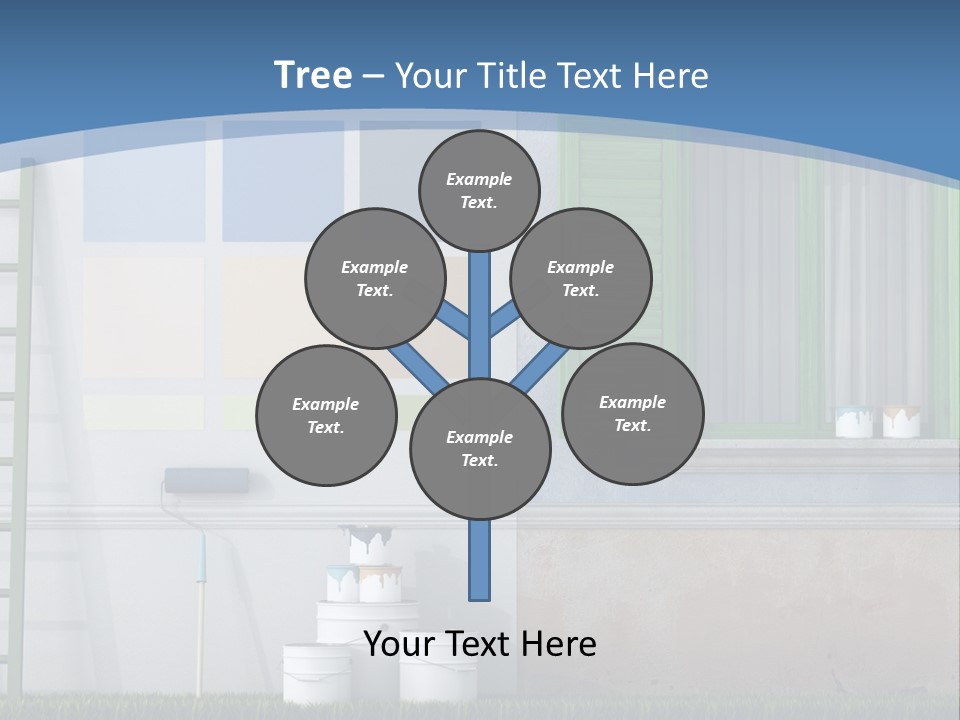 A Room With Green Shutters And A Ladder PowerPoint Template