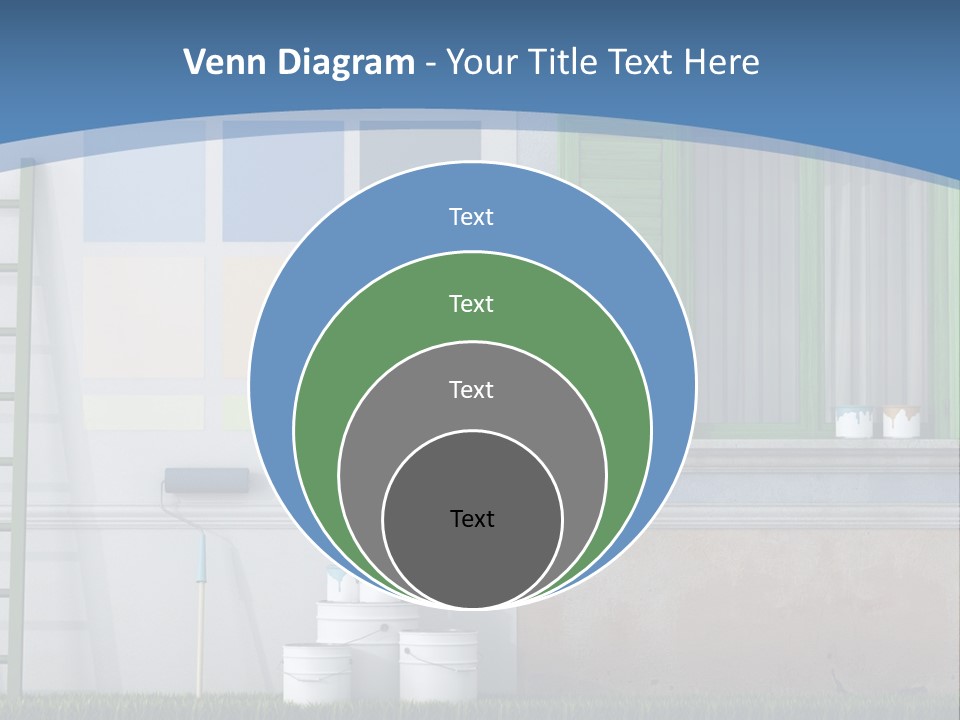 A Room With Green Shutters And A Ladder PowerPoint Template