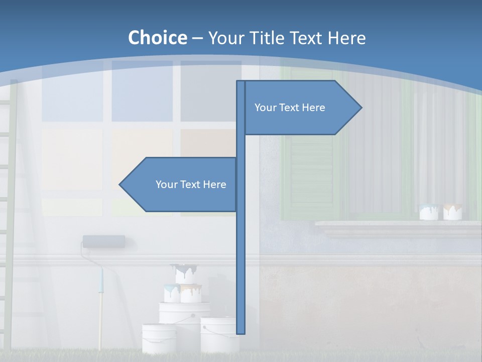 A Room With Green Shutters And A Ladder PowerPoint Template