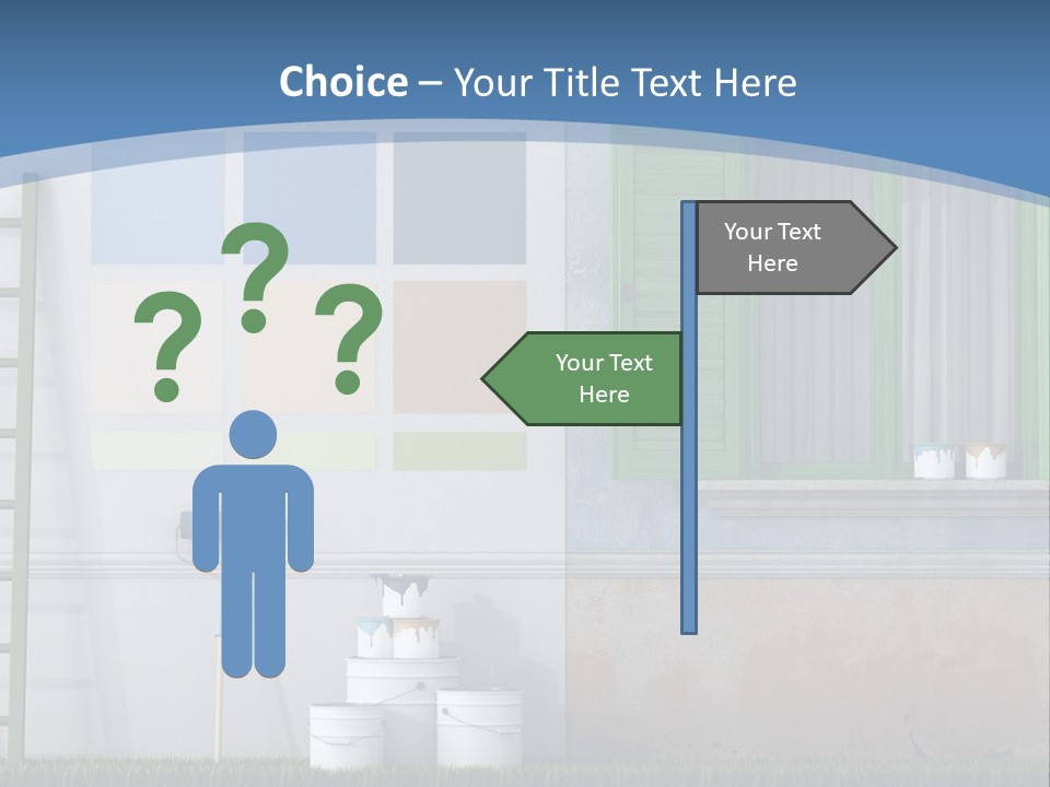 A Room With Green Shutters And A Ladder PowerPoint Template