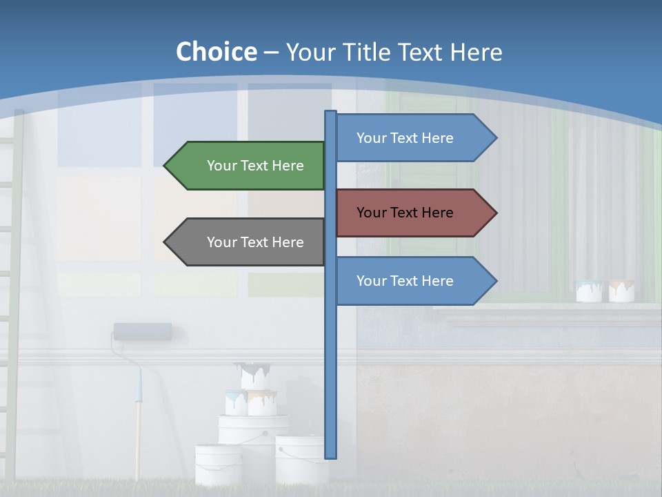 A Room With Green Shutters And A Ladder PowerPoint Template