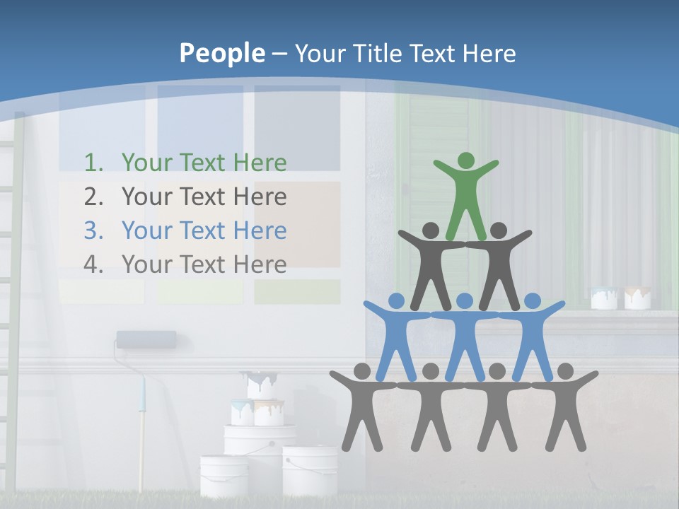 A Room With Green Shutters And A Ladder PowerPoint Template