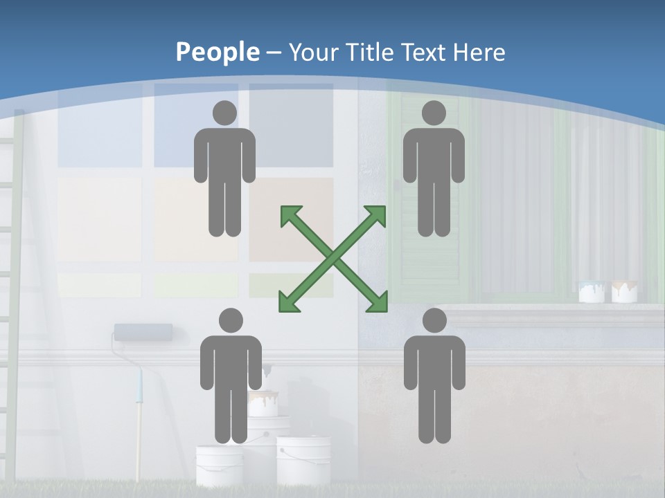 A Room With Green Shutters And A Ladder PowerPoint Template