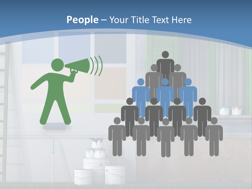 A Room With Green Shutters And A Ladder PowerPoint Template