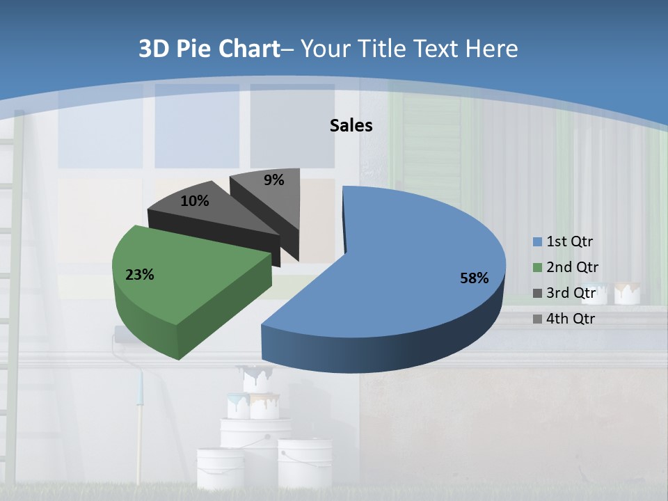 A Room With Green Shutters And A Ladder PowerPoint Template