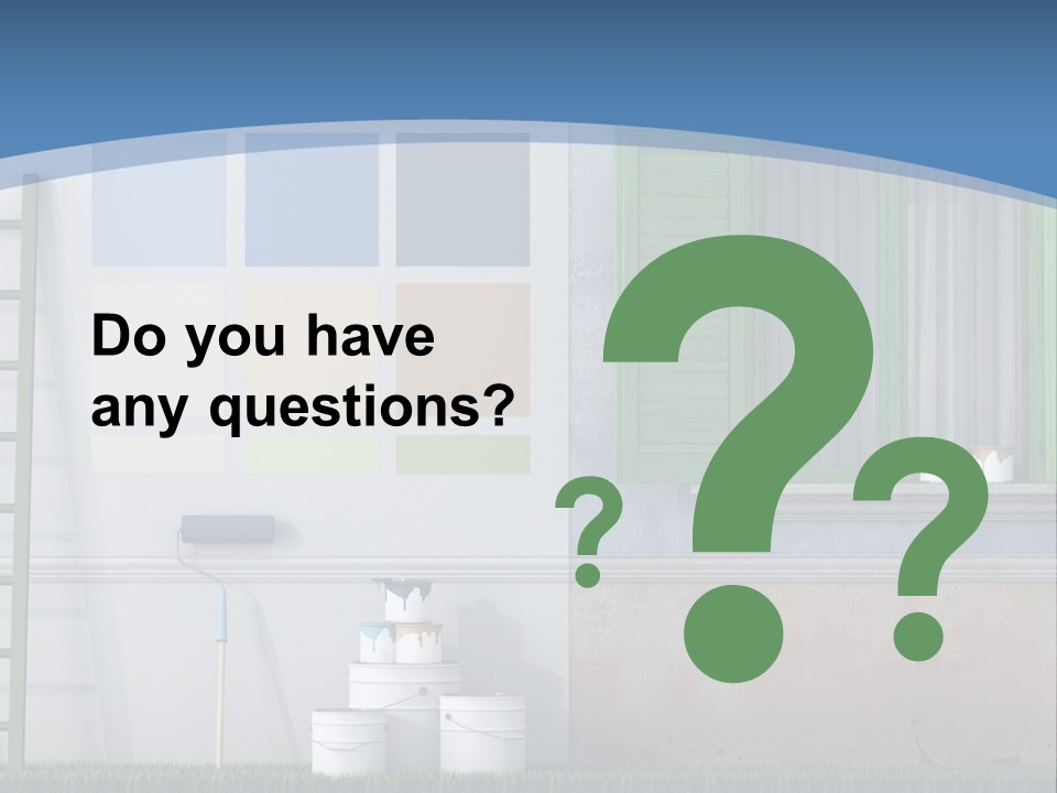 A Room With Green Shutters And A Ladder PowerPoint Template