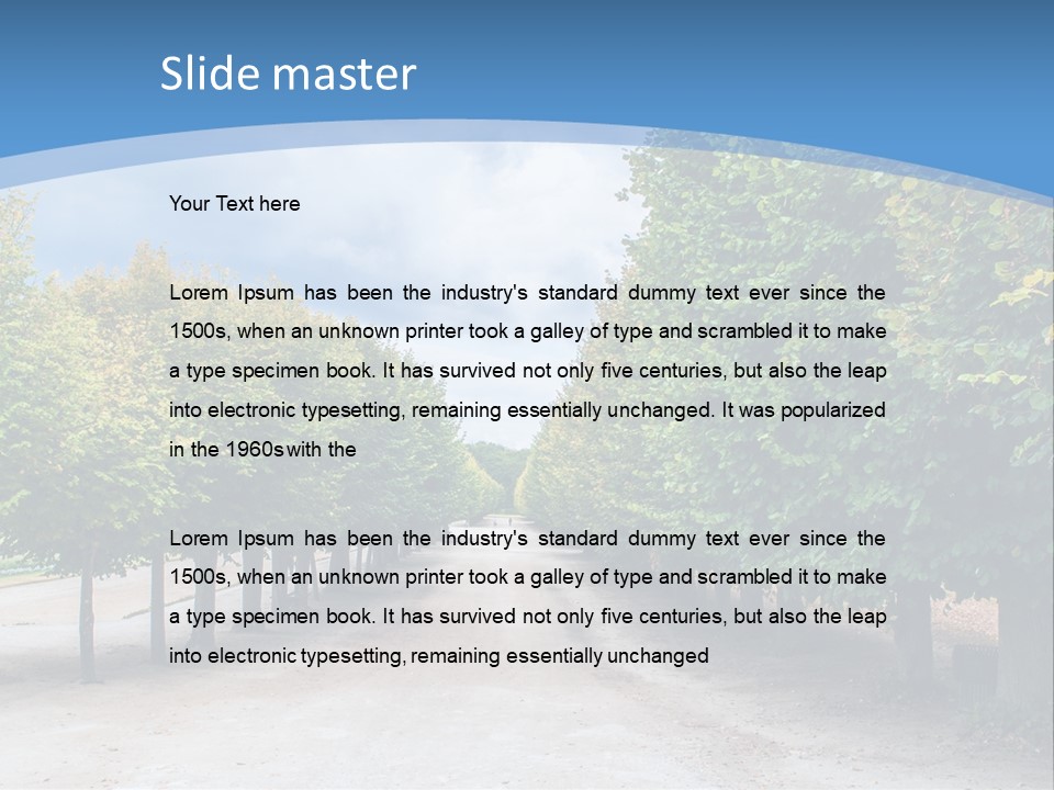 A Road Lined With Trees With A Sky Background PowerPoint Template